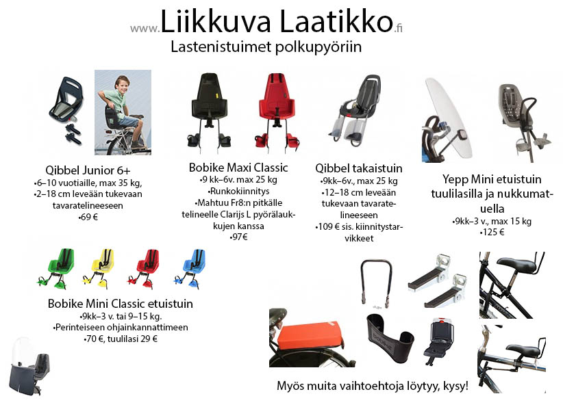 Meiltä löytyy kattava valikoima lastenistuimia, tässä suosituimpia mallejamme