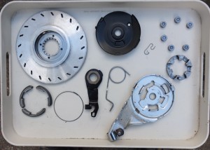 Shimano roller brake BR-IM70R disassembled.